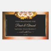 Blumenmuster-Rose Orangefarbenes schwarzes Marmorl Rechteckiger Aufkleber (Vorderseite)