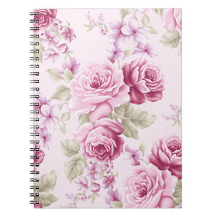 Blumenmuster-Rosé-Rosenmuster-Blumen-Notizbuch Notizblock