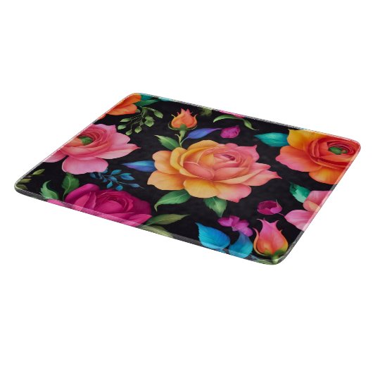 Blumenmuster Rose Schneidebrett (Ecke)