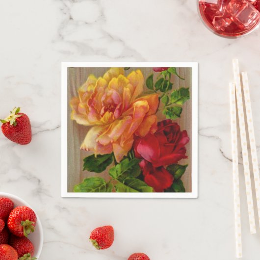 Blumenmuster-Rose Vintage Papierservietten (Beispiel)