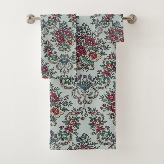 Blumenmuster Rot Gelb Blau Blüten Badhandtuch Set (Insitu)