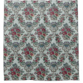 Blumenmuster Rot Gelb Blau Blüten Duschvorhang (Vorderseite)