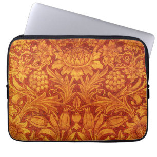 Blumenmuster Rot und Goldgelb Wm Morris Laptopschutzhülle