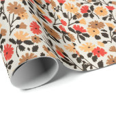 Blumenmuster Rot und Orange Papier Geschenkpapier (Rolleneckpunkt)