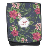 Blumenmuster Roter Hibiskus Monogram Backpack Rucksack (Vorderseite)