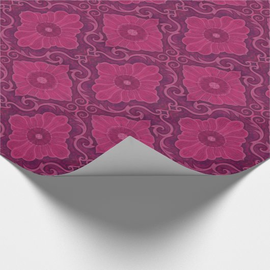 Blumenmuster "Ruby Blume" Geschenkpapier (Ecke)
