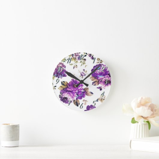 Blumenmuster Runde Wanduhr (Zuhause)