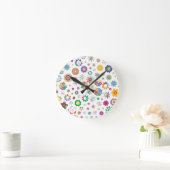 Blumenmuster Runde Wanduhr (Zuhause)
