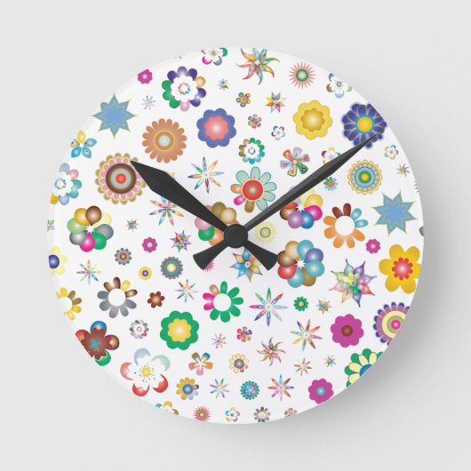 Blumenmuster Runde Wanduhr (Vorderseite)