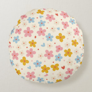 Blumenmuster Rundes Kissen