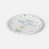 Blumenmuster Sage Green Boy Baby Dusche Pappteller (Schrägansicht)