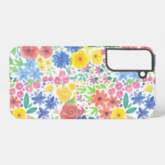 Blumenmuster Samsung Galaxy Hülle (Rückseite (Horizontal))