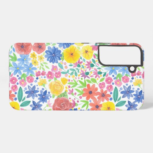 Blumenmuster Samsung Galaxy Hülle (Rückseite (Horizontal))