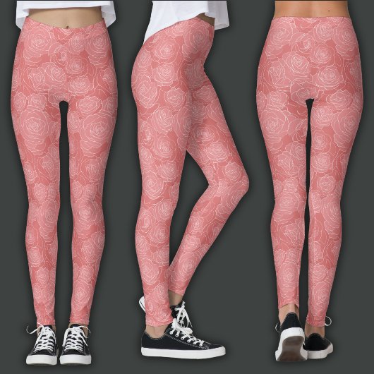 Blumenmuster | Sanfte rosa Rose Leggings