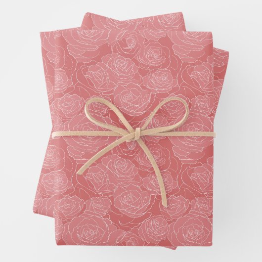 Blumenmuster | Sanfte rosa Rosen Geschenkpapier Set (Beispiel)