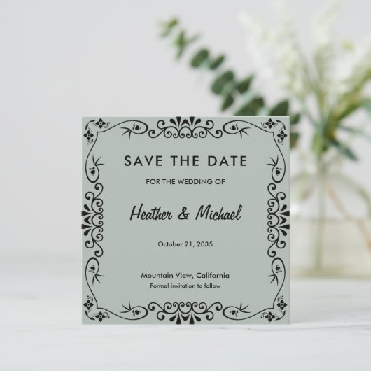 Blumenmuster Save the Date Hochzeit (Stehend Vorderseite)