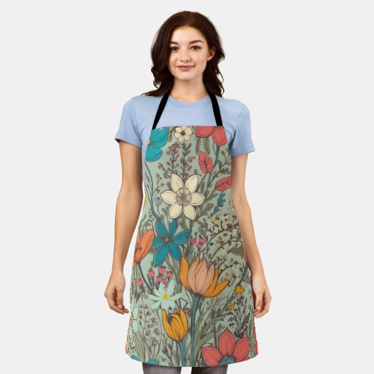 Blumenmuster Schürze (Getragen)