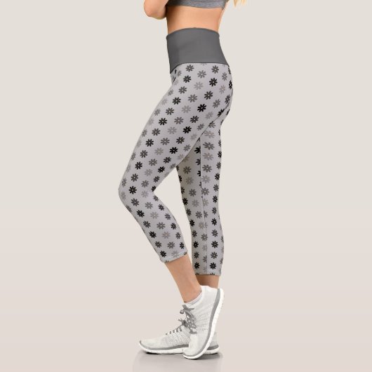 Blumenmuster Schwarz Capri Leggings (Links)