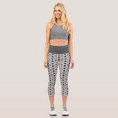 Blumenmuster Schwarz Capri Leggings (Vorderseite)