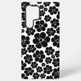 Blumenmuster - Schwarz und Weiß Samsung Galaxy Hülle