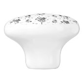 Blumenmuster Schwarz-Weiß-Blume Keramikknauf (Seitenansicht)