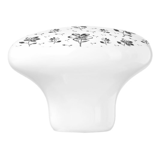 Blumenmuster Schwarz-Weiß-Blume Keramikknauf (Seitenansicht)