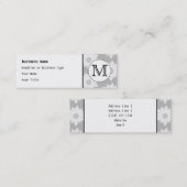 Blumenmuster, Schwarz-Weiß-Monogramm. Mini Visitenkarte (Vorne/Hinten)