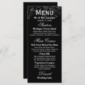 Blumenmuster Schwarz/Weiß Tulip - Empfang Menü Menükarte (Vorne/Hinten)