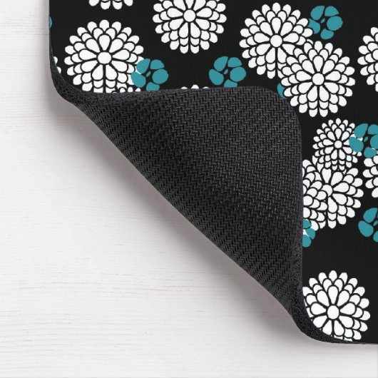 Blumenmuster schwarzer blauer Blumen Kirschblütes Mousepad (Ecke)