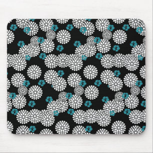 Blumenmuster schwarzer blauer Blumen Kirschblütes Mousepad