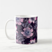 Blumenmuster Schwarzer Hintergrund Botanische Pfla Kaffeetasse (Links)