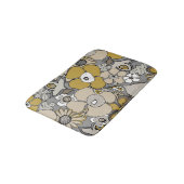 Blumenmuster Senf Beige Taupe Grau Schwarz Badematte (Schrägansicht)