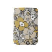 Blumenmuster Senf Beige Taupe Grau Schwarz Badematte (Vorderseite Vertikal)