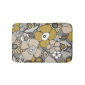 Blumenmuster Senf Beige Taupe Grau Schwarz Badematte (Vorderseite)