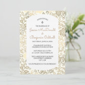 Blumenmuster Sepia - Mariage Ankündigung (Stehend Vorderseite)