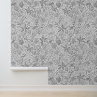 Blumenmuster Silber-Schattierungen von Grau Print