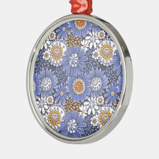 Blumenmuster Silbernes Ornament (Links)