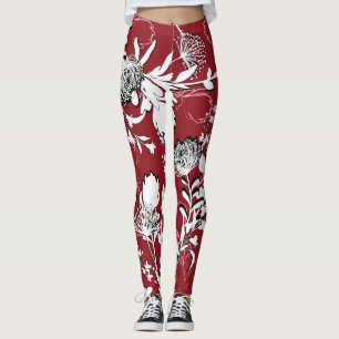 Blumenmuster Silhouette, buntes botanisches Muster Leggings