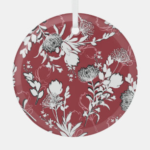 Blumenmuster Silhouette, buntes botanisches Muster Ornament Aus Glas