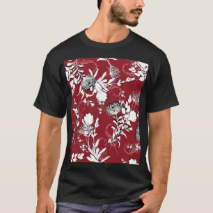 Blumenmuster Silhouette, buntes botanisches Muster T-Shirt