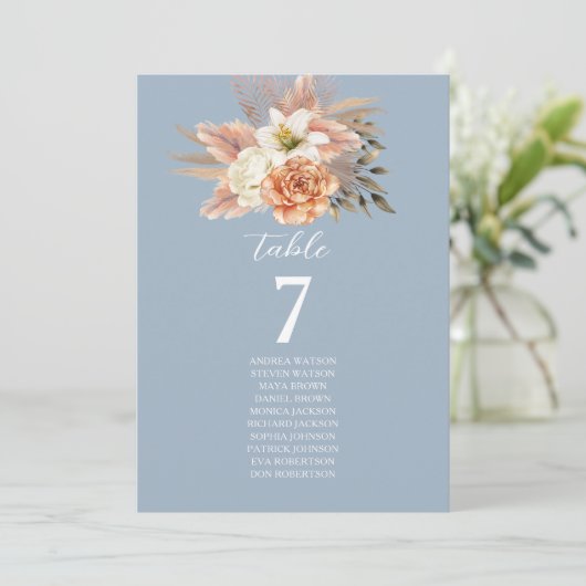 Blumenmuster-Sitzplan mit robustem blauem Pfirsich (Stehend Vorderseite)