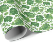 Blumenmuster | Smaragd-Pfingstrosenranke Geschenkpapier (Rolleneckpunkt)