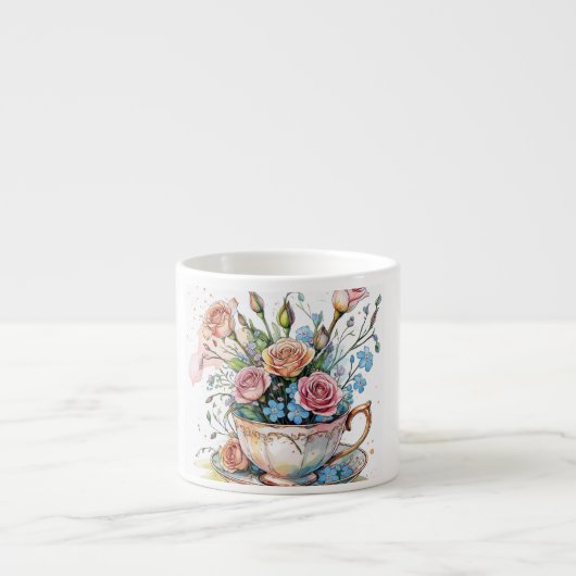 Blumenmuster - Soft Watercolor Boho Art Espressotasse (Vorderseite)
