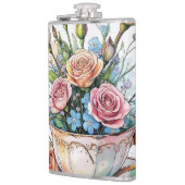 Blumenmuster - Soft Watercolor Boho Art Flachmann (Links)