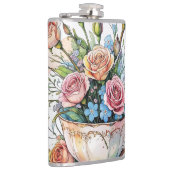 Blumenmuster - Soft Watercolor Boho Art Flachmann (Rechts)