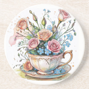 Blumenmuster - Soft Watercolor Boho Art Getränkeuntersetzer