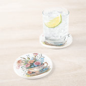 Blumenmuster - Soft Watercolor Boho Art Getränkeuntersetzer (Seite)