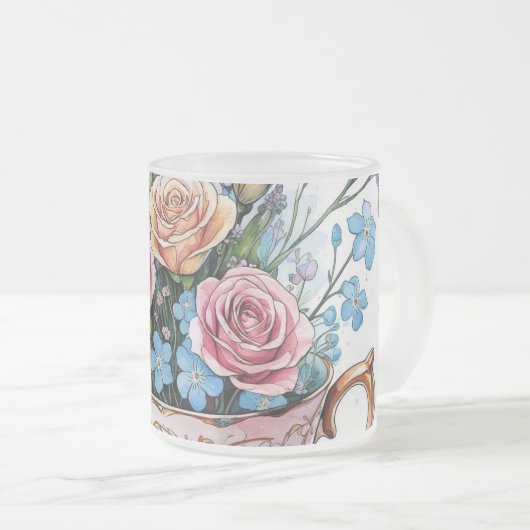 Blumenmuster - Soft Watercolor Boho Art Mattglastasse (VorderseiteRechts)