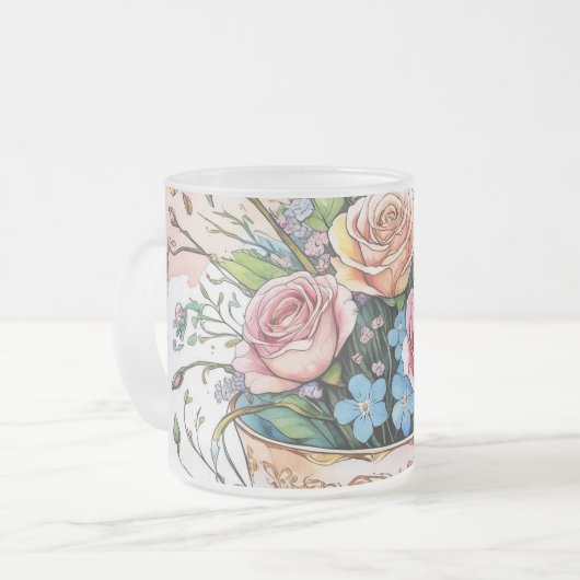 Blumenmuster - Soft Watercolor Boho Art Mattglastasse (Vorderseite Links)