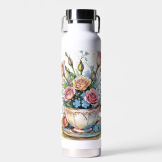 Blumenmuster - Soft Watercolor Boho Art Trinkflasche